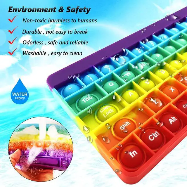 Alt view image 3 of 7 - Push Pops Bubble Fidget Sensory Toys Rainbow Popping Silicone Game Toy Anxiety & Stress Reliever Autism Toy for Kids and Adults Anxiety ADHD ADD Autism (Keyboard)