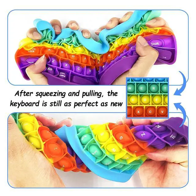 Alt view image 5 of 7 - Push Pops Bubble Fidget Sensory Toys Rainbow Popping Silicone Game Toy Anxiety & Stress Reliever Autism Toy for Kids and Adults Anxiety ADHD ADD Autism (Keyboard)