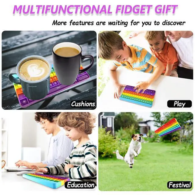 Alt view image 6 of 7 - Push Pops Bubble Fidget Sensory Toys Rainbow Popping Silicone Game Toy Anxiety & Stress Reliever Autism Toy for Kids and Adults Anxiety ADHD ADD Autism (Keyboard)