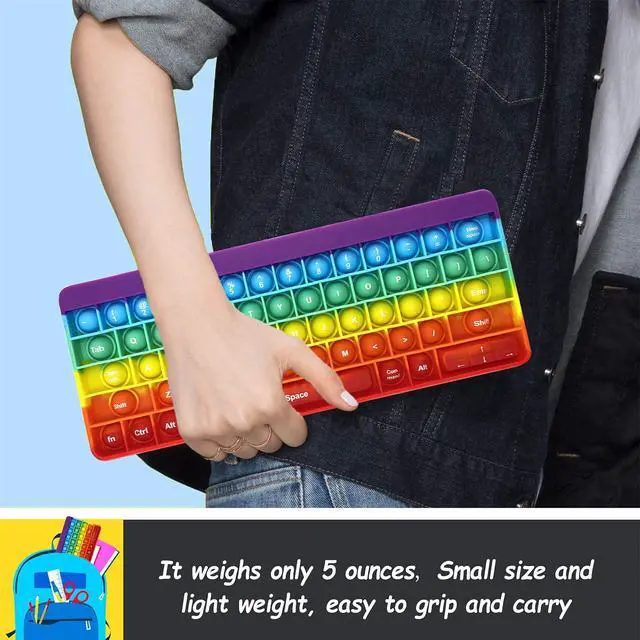 Alt view image 7 of 7 - Push Pops Bubble Fidget Sensory Toys Rainbow Popping Silicone Game Toy Anxiety & Stress Reliever Autism Toy for Kids and Adults Anxiety ADHD ADD Autism (Keyboard)