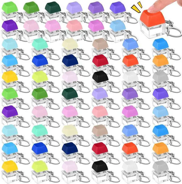 Main image of Keyboard Fidget Toy Fidget Clicker Keyboard Keychain Decompression Relief Toys Button Stress Relief Gifts for Adults Kids Pass the Time (Vibrant Color,60 Pcs)