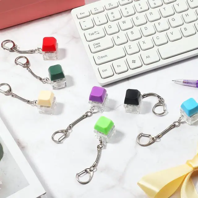 Alt view image 4 of 6 - Keyboard Fidget Toy Fidget Clicker Keyboard Keychain Decompression Relief Toys Button Stress Relief Gifts for Adults Kids Pass the Time (Vibrant Color,60 Pcs)
