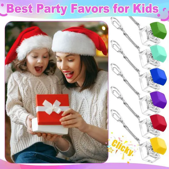 Alt view image 6 of 6 - Keyboard Fidget Toy Fidget Clicker Keyboard Keychain Decompression Relief Toys Button Stress Relief Gifts for Adults Kids Pass the Time (Vibrant Color,60 Pcs)