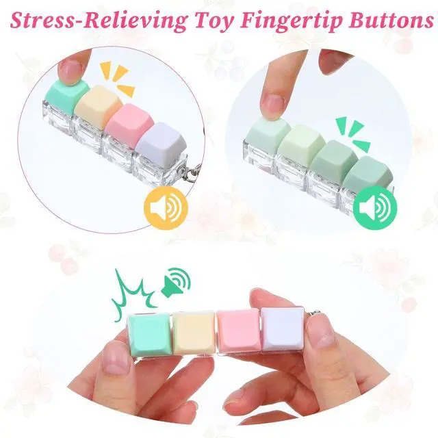 Alt view image 6 of 7 - 4 Pcs Keyboard Fidget Toy Fidget Keyboard Keychain 4-in-1 Keyboards Decompression Fidgets Clicker Keyboards Linear and Separate Keychain Button Finger Clicker Toys for Adults Men Women