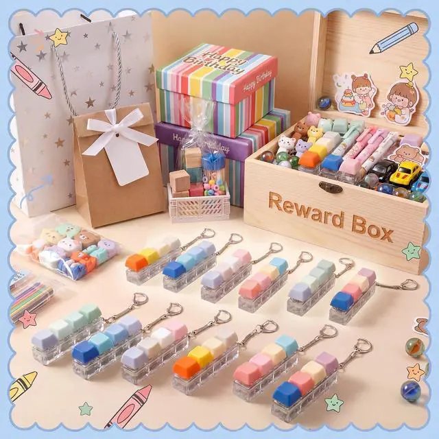 Alt view image 4 of 7 - Keyboard Fidget Toys, Stress Relief Fidget Clicker Keychain 4-in-1 Keyboard Decompression Button Clicker Toys Goodies Bag Stuffers for Adult to Relieve Stress Party Favors Birthday Gifts