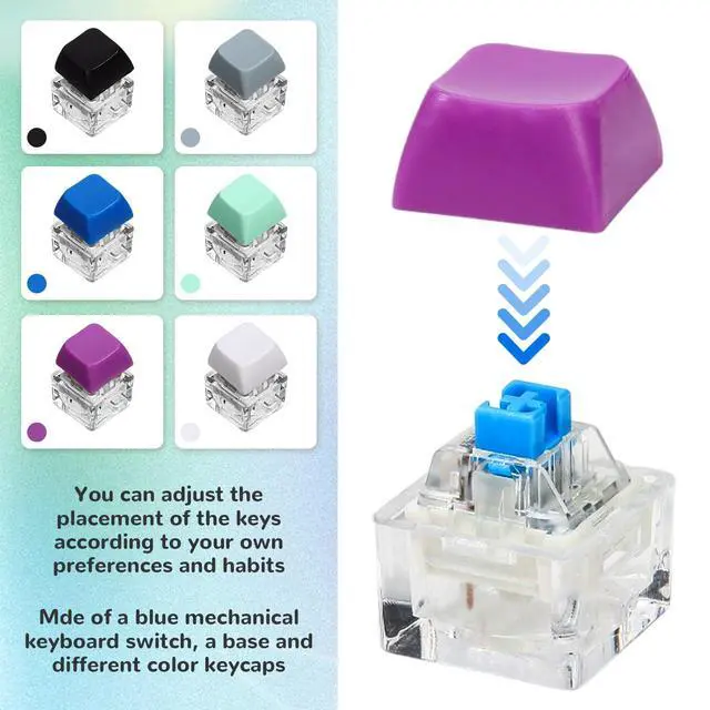 Alt view image 4 of 7 - 6 PCS Keyboard Fidget Toy, Keyboard Clicker Keychain, Push Bubble Sensory Fidget Toys for Kids Adults to Relief Pass Time (Grey, Blue, Purple, Light Green, White, Black)
