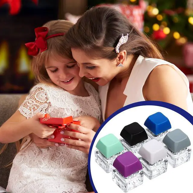 Alt view image 6 of 7 - 6 PCS Keyboard Fidget Toy, Keyboard Clicker Keychain, Push Bubble Sensory Fidget Toys for Kids Adults to Relief Pass Time (Grey, Blue, Purple, Light Green, White, Black)