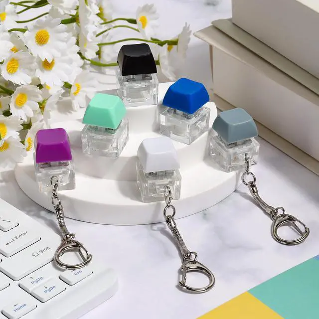 Alt view image 3 of 7 - 6 PCS Keyboard Fidget Toy, Keyboard Clicker Keychain, Push Bubble Sensory Fidget Toys for Kids Adults to Relief Pass Time (Grey, Blue, Purple, Light Green, White, Black)