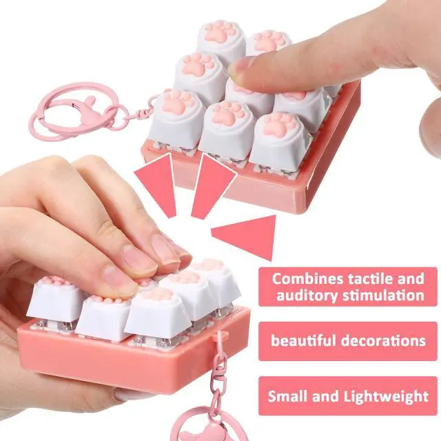 Alt view image 3 of 7 - Keyboard Fidget Toy Fidget Clicker 9-in-1 Decompression Keychain Toys