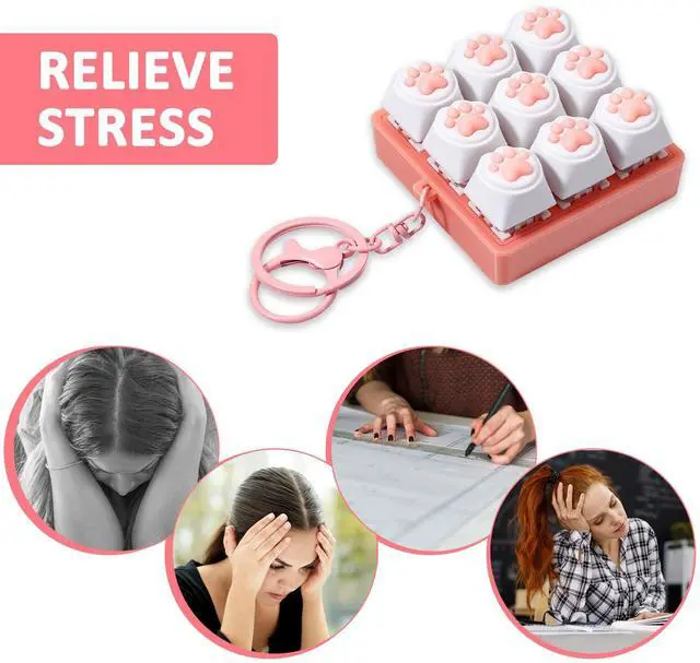 Alt view image 6 of 7 - Keyboard Fidget Toy Fidget Clicker 9-in-1 Decompression Keychain Toys