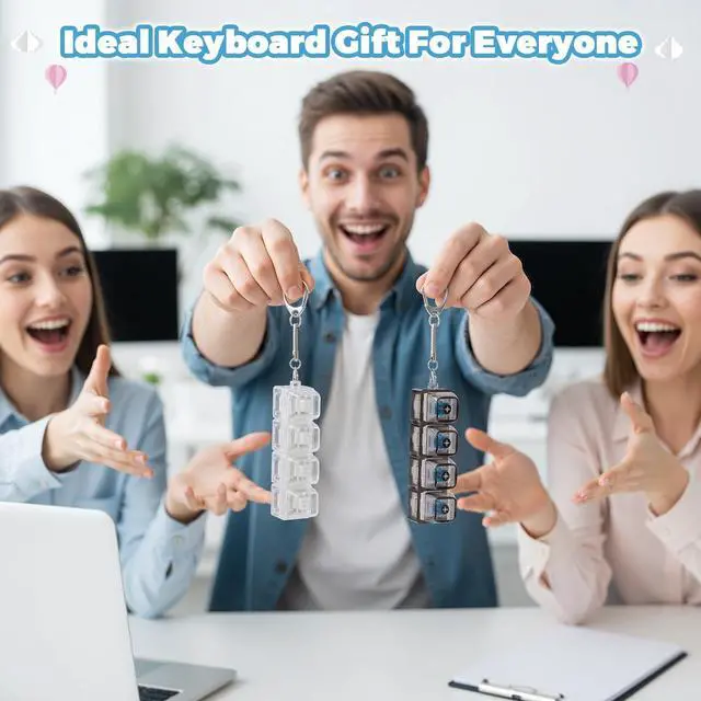 Alt view image 6 of 6 - Cat Keyboard Fidget Toy, Silent & Clicky Keychain with LED Lights