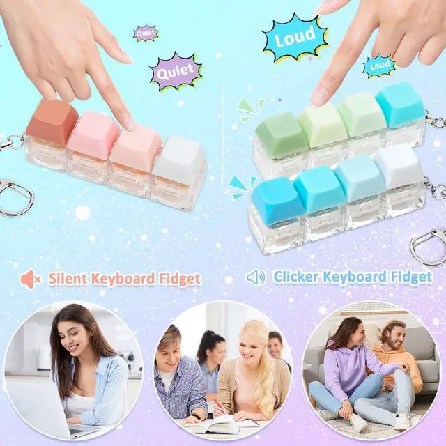 Alt view image 2 of 7 - Keyboard Clicker Fidget, 3PCS Keyboard Fidget Toy Silent Clicker Fidget Keychain Clicky Keyboard Fidget for Adults Stress Relief Anxiety Sensory