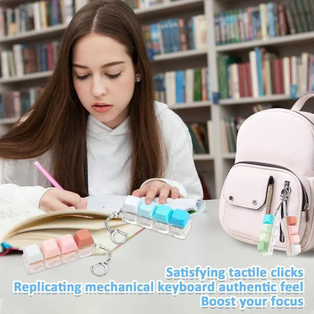 Alt view image 5 of 7 - Keyboard Clicker Fidget, 3PCS Keyboard Fidget Toy Silent Clicker Fidget Keychain Clicky Keyboard Fidget for Adults Stress Relief Anxiety Sensory