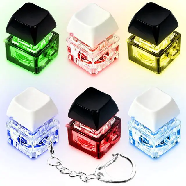 Main image of 6 Pack Keyboard Fidget Toy Keyboard Fidget Keychain,Keyboard Clicker with LED Light,Button Stress Relief Fidget Gifts for Adult to Relief Stress (2 Colors Black White)