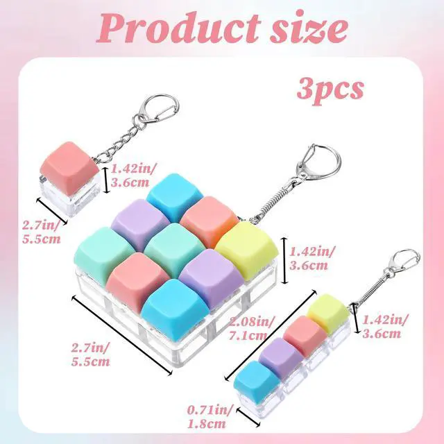 Alt view image 2 of 7 - Keyboard Fidget Toy Cute Fidget Keychain 9-in-1 Novelty Clicker Keyboard Toys 4-in-1 Button Keyboard Keychain Gifts for Adults Office Work Library Women Men Backpack