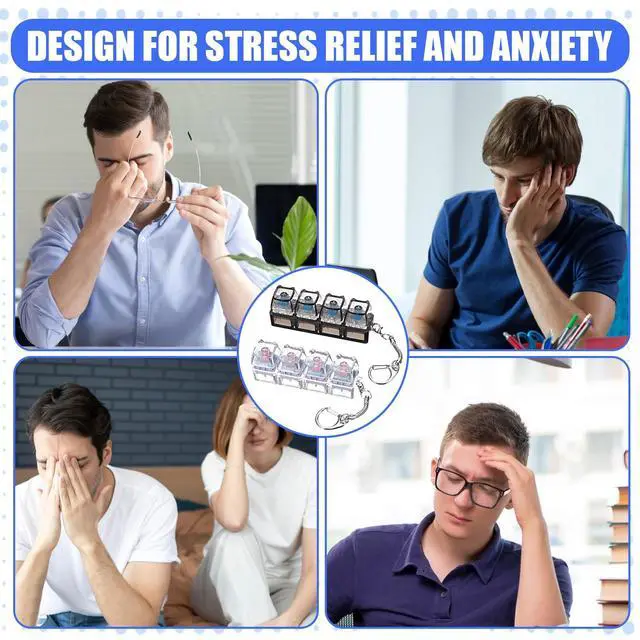 Alt view image 5 of 7 - 2 Pcs Keyboard Fidget Toy for Adults Slient Clicky Fidget Keyboard Keychain Clicker Sensory Toys Button Finger Clicker for Library Office Home Anxiety Stress Relief Silent & Clicky Mixed Pack