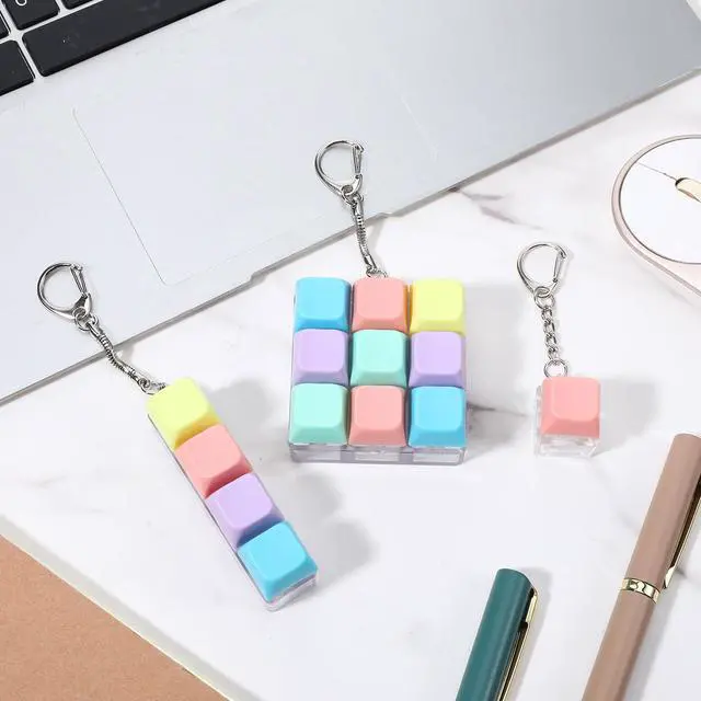 Alt view image 5 of 7 - Keyboard Fidget Toy Cute Fidget Keychain 9-in-1 Novelty Clicker Keyboard Toys 4-in-1 Button Keyboard Keychain Gifts for Adults Office Work Library Women Men Backpack
