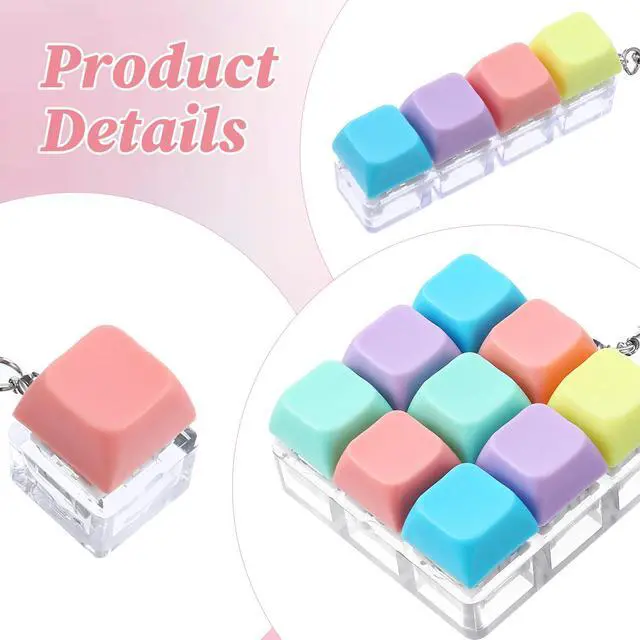 Alt view image 7 of 7 - Keyboard Fidget Toy Cute Fidget Keychain 9-in-1 Novelty Clicker Keyboard Toys 4-in-1 Button Keyboard Keychain Gifts for Adults Office Work Library Women Men Backpack