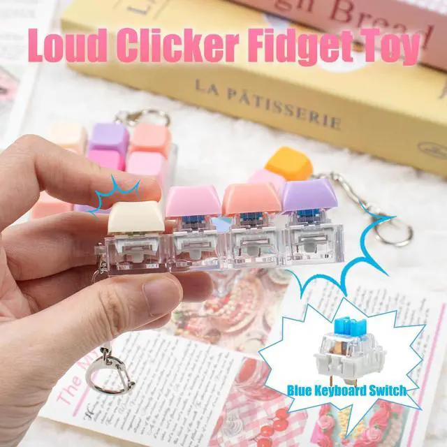 Alt view image 5 of 7 - 3 Pcs Keyboard Fidget Toy, Colorful Loud Fidget Keyboard Keychain 4-in-1 Keyboard Clicker Fidget Toy Stress Relief, 9Key Fidget Clicker Toys for Anxiety Decompression (Orange Pink)