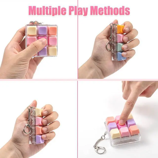 Alt view image 6 of 7 - 3 Pcs Keyboard Fidget Toy, Colorful Loud Fidget Keyboard Keychain 4-in-1 Keyboard Clicker Fidget Toy Stress Relief, 9Key Fidget Clicker Toys for Anxiety Decompression (Orange Pink)
