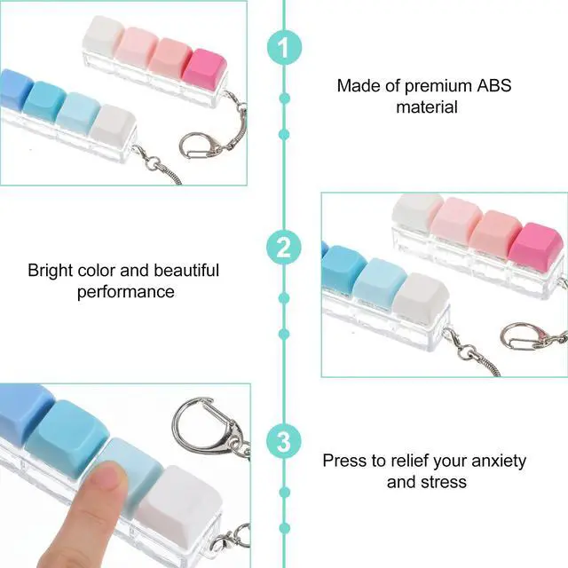 Alt view image 3 of 7 - 2 Pack Clear Keyboard Clicker Fidget, Keychain Keyboard Clicker Fidget for Stress Relief, Anxiety Reduction, Focus Enhancement