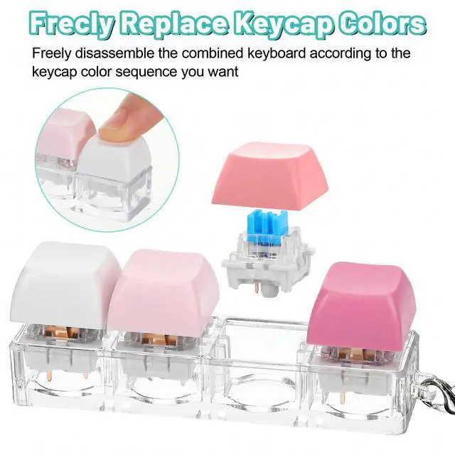 Alt view image 4 of 7 - 2 Pack Clear Keyboard Clicker Fidget, Keychain Keyboard Clicker Fidget for Stress Relief, Anxiety Reduction, Focus Enhancement