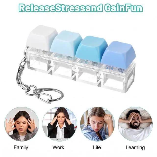 Alt view image 5 of 7 - 2 Pack Clear Keyboard Clicker Fidget, Keychain Keyboard Clicker Fidget for Stress Relief, Anxiety Reduction, Focus Enhancement