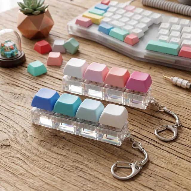 Alt view image 6 of 7 - 2 Pack Clear Keyboard Clicker Fidget, Keychain Keyboard Clicker Fidget for Stress Relief, Anxiety Reduction, Focus Enhancement