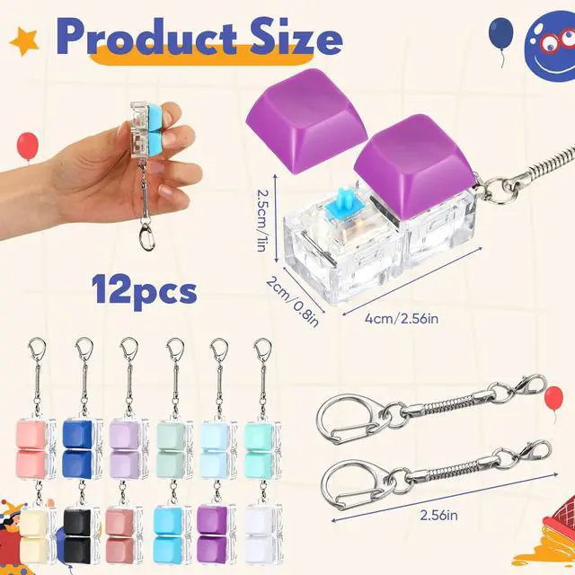 Alt view image 2 of 6 - Keyboard Fidget Clicker Keychain Fidget Keyboard Decompression Button Finger Clicker Keychain for Adults Stress Relief Decompression Gifts(Solid Color)