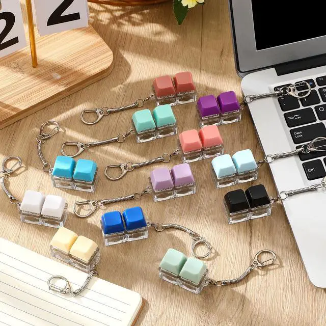 Alt view image 4 of 6 - Keyboard Fidget Clicker Keychain Fidget Keyboard Decompression Button Finger Clicker Keychain for Adults Stress Relief Decompression Gifts(Solid Color)