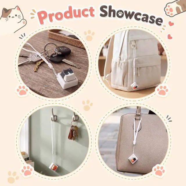 Alt view image 6 of 7 - Cat Keyboard Fidget Toy, Cute Cat Keyboard Clicker Fidget Keychain Single Keycap Toy for Stress Relief Backpack Handbag Pendant Car Key, Cats Lover Gift for Christmas Party Supplies