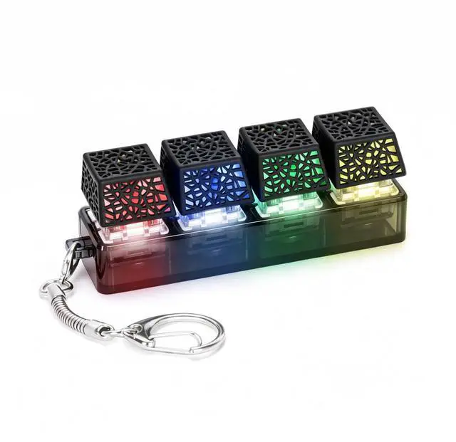 Main image of Clicky Black Keyboard Fidget Toy 4in1 Keychain with LED Lights