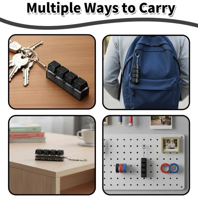 Alt view image 5 of 7 - Clicky Black Keyboard Fidget Toy 4in1 Keychain with LED Lights
