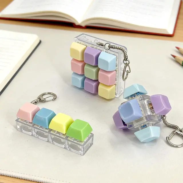 Alt view image 4 of 6 - Keyboard Fidget, 3 Pack Macaron Color Clicker Keychain - Clicky Switch Sensory Keyboard for Anxiety Stress Relief, Portable Fidget Clicker for Adults