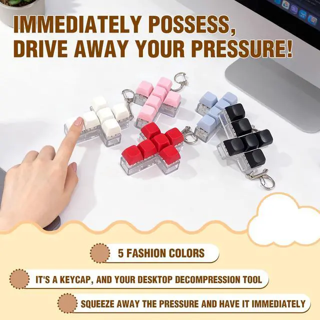 Alt view image 3 of 7 - Faith Cross Keyboard Fidget Toy Crisp Sound,Stress Relief Fidget Clicker Keychain,Quiet Anxiety Gift Toys for Adults at Work, Travel, Home Anxiety Relief & Focus Boost (Black)