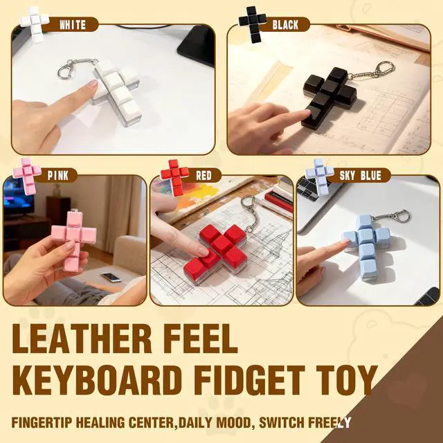 Alt view image 2 of 7 - Faith Cross Keyboard Fidget Toy Crisp Sound,Stress Relief Fidget Clicker Keychain,Quiet Anxiety Gift Toys for Adults at Work, Travel, Home Anxiety Relief & Focus Boost (Black)