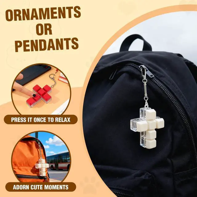 Alt view image 5 of 7 - Faith Cross Keyboard Fidget Toy Crisp Sound,Stress Relief Fidget Clicker Keychain,Quiet Anxiety Gift Toys for Adults at Work, Travel, Home Anxiety Relief & Focus Boost (Black)