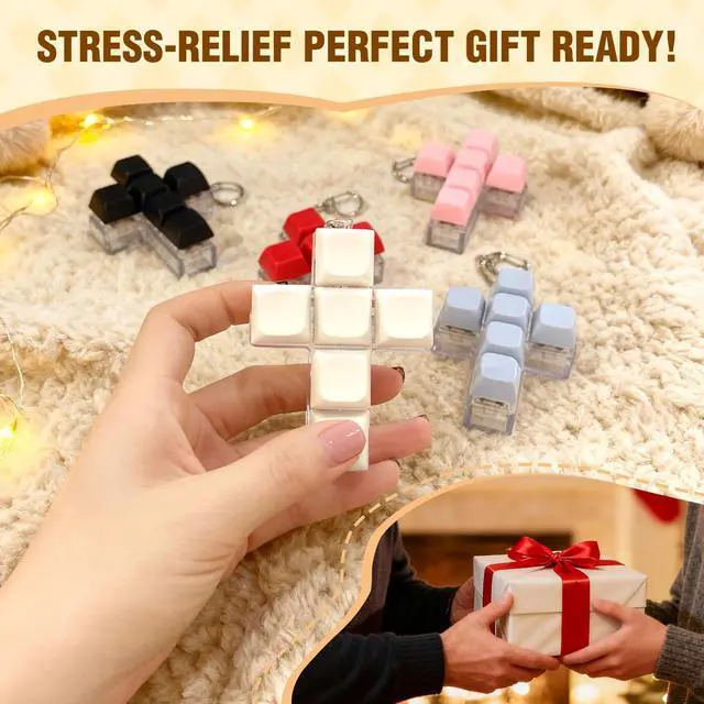 Alt view image 6 of 7 - Faith Cross Keyboard Fidget Toy Crisp Sound,Stress Relief Fidget Clicker Keychain,Quiet Anxiety Gift Toys for Adults at Work, Travel, Home Anxiety Relief & Focus Boost (Black)
