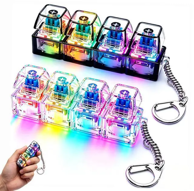 Main image of Key Keyboard Fidget Toy with LED Lights,Keyboard Clicker Fidget Keychain,Fidget clicker for Office Desk & Focus,Fidget clicker Fidget Keyboard Birthday for Adults & Kids