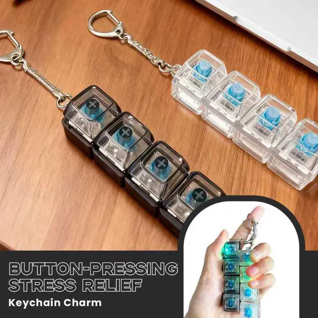 Alt view image 3 of 6 - Key Keyboard Fidget Toy with LED Lights,Keyboard Clicker Fidget Keychain,Fidget clicker for Office Desk & Focus,Fidget clicker Fidget Keyboard Birthday for Adults & Kids