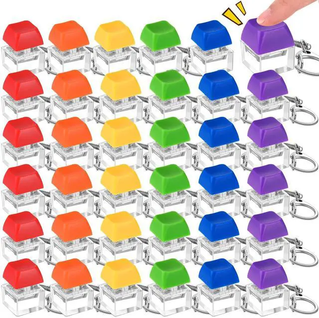 Main image of Keyboard Fidget Clicker Keyboard Keychain Decompression Relief Toys Button Stress Relief Gifts for Adults Pass the Time Office Party Favors (Classic Color)