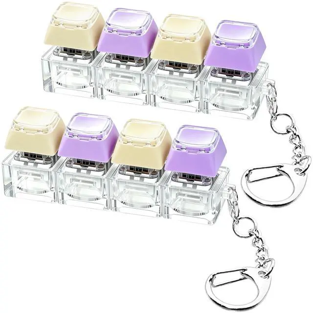 Main image of Keyboard Fidget Toy, Double Layer Keycap Keyboard Fidget Keychain 4-in-1 Keyboard Decompression Button Finger Clicker Toys, Portable Tactile Button Sensory Toys Stress Relief Gifts(PurpleYellow
