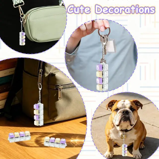 Alt view image 5 of 7 - Keyboard Fidget Toy, Double Layer Keycap Keyboard Fidget Keychain 4-in-1 Keyboard Decompression Button Finger Clicker Toys, Portable Tactile Button Sensory Toys Stress Relief Gifts(PurpleYellow