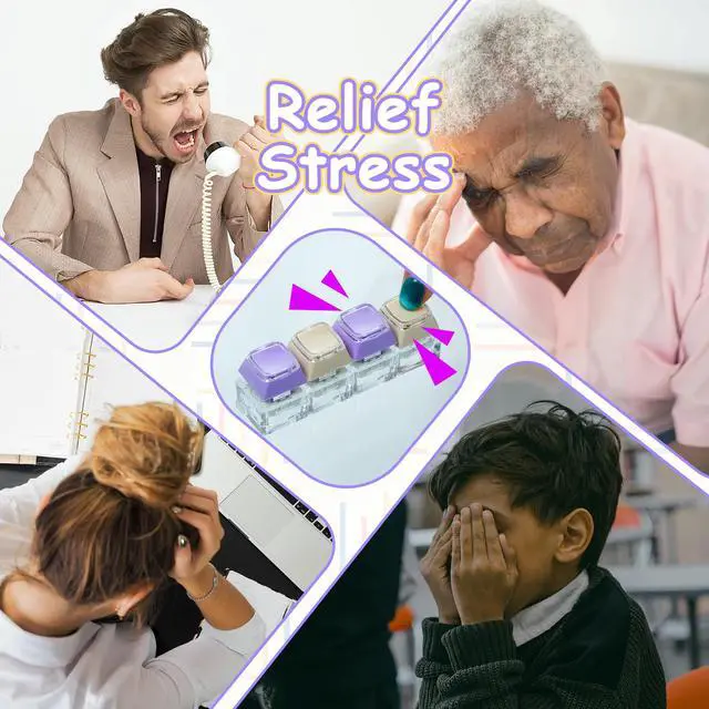 Alt view image 7 of 7 - Keyboard Fidget Toy, Double Layer Keycap Keyboard Fidget Keychain 4-in-1 Keyboard Decompression Button Finger Clicker Toys, Portable Tactile Button Sensory Toys Stress Relief Gifts(PurpleYellow