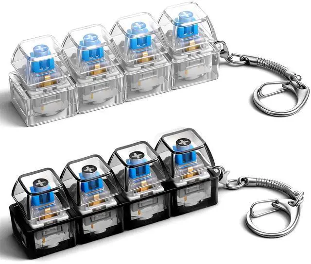Main image of Keyboard Fidget Toy for Adults Fidget Clicker Decompression 4-in-1 Keyboard Fidgets Keychain Button Finger Clicker Toys Cube Mechanical Key Button Clickers for Adult