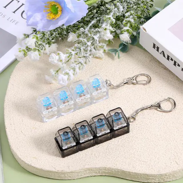 Alt view image 4 of 7 - Keyboard Fidget Toy for Adults Fidget Clicker Decompression 4-in-1 Keyboard Fidgets Keychain Button Finger Clicker Toys Cube Mechanical Key Button Clickers for Adult