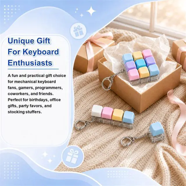 Alt view image 4 of 7 - Mechanical Keyboard Clicker Keychain, Mini Keyboard Fidget with Satisfying Click Sound, Portable Stress Relief Gadget, Desk Accessory for Adults, Gamers, Programmers & Keyboard Lovers