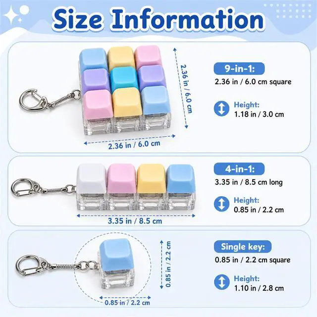 Alt view image 7 of 7 - Mechanical Keyboard Clicker Keychain, Mini Keyboard Fidget with Satisfying Click Sound, Portable Stress Relief Gadget, Desk Accessory for Adults, Gamers, Programmers & Keyboard Lovers