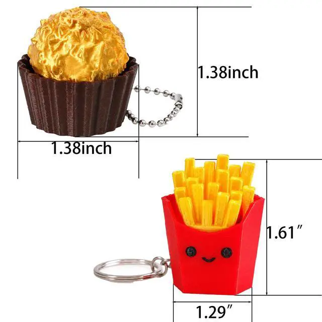 Alt view image 2 of 7 - Keyboard Fidget Toy 2PCS Clicker Fidget Set Fries & Chocolate 3D Printed Keyboard Clicker Fidget Keychain Clicky Stress Relief Toy for Adults Anxiety ADHD Desk Toy (Fries & Chocolate)