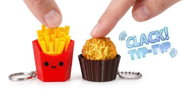 Alt view image 5 of 7 - Keyboard Fidget Toy 2PCS Clicker Fidget Set Fries & Chocolate 3D Printed Keyboard Clicker Fidget Keychain Clicky Stress Relief Toy for Adults Anxiety ADHD Desk Toy (Fries & Chocolate)